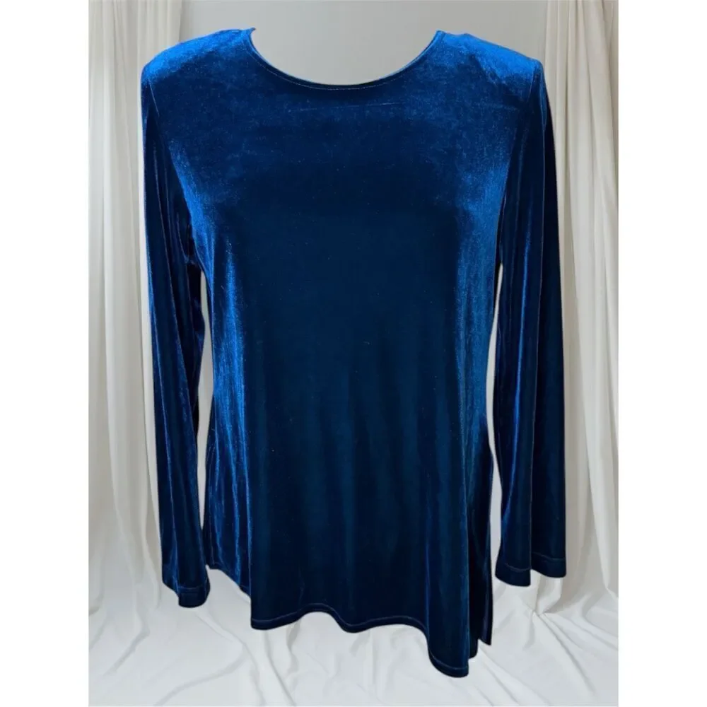 K Studio Velvet Tunic & Skirt Set Sz. 14 Teal Flattering Confortable